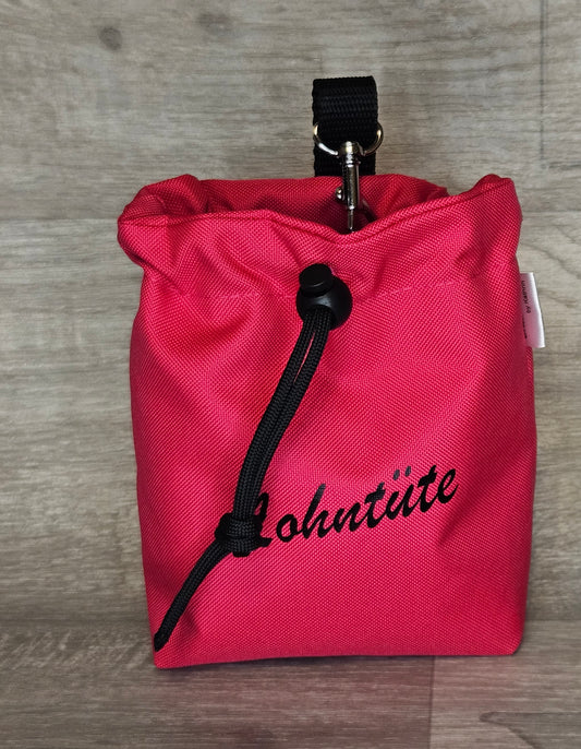 Snackbeutel, verschließbar mit dem Schriftzug Lohntüte, Farbe rot- bacai-design.de