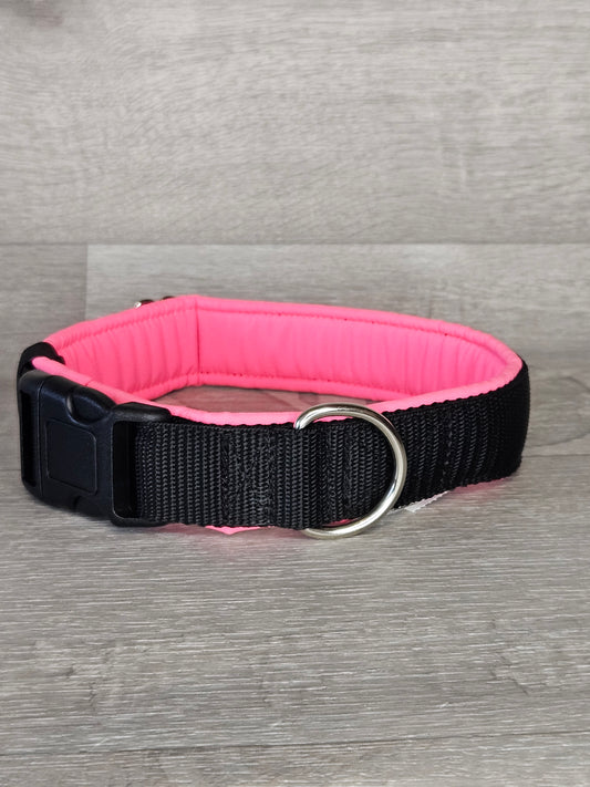 Halsband Mädchen soft, schonend, innen rosa , außen schwarz, verstellbar, waschbar, handgemacht - bacai-design.de