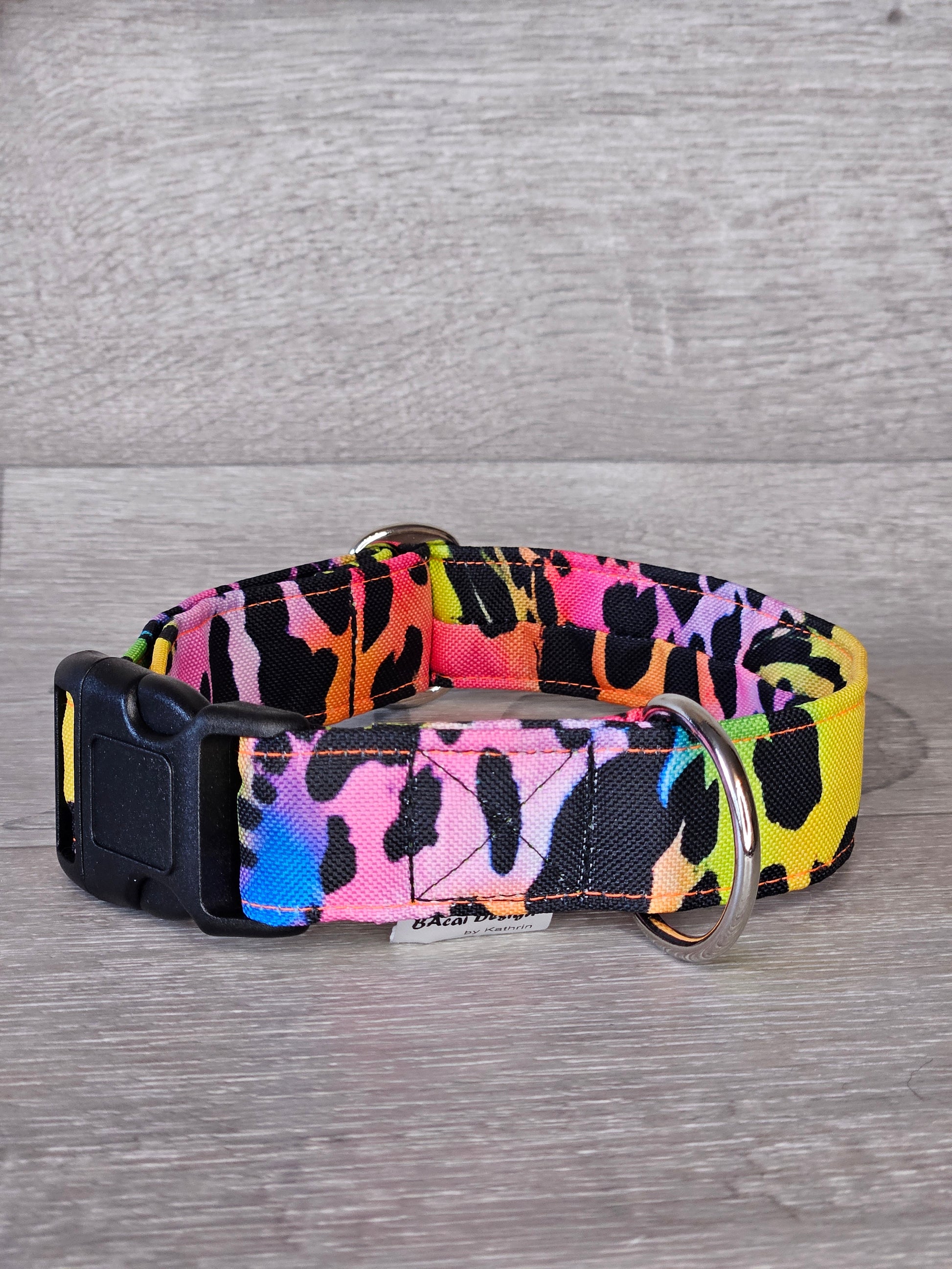 Hundehalsband Camoustyle Halsumfang 31-49 cm, mehrfarbig, waschbar, verstellbar, handmade - bacai-design.de