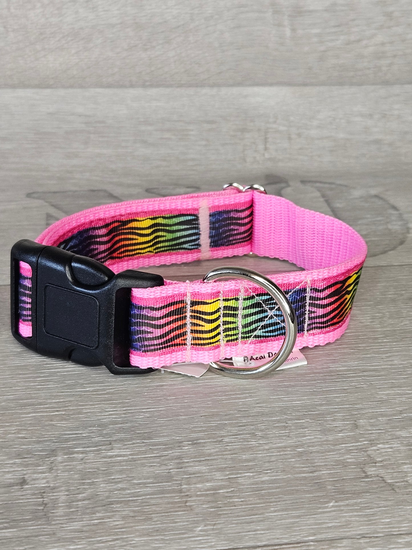 Hundehalsband farbenfroher Komfort Halsumfang 27-43 cm, pink und mehrfarbig, waschbar, verstellbar, handmade  - bacai-design.de