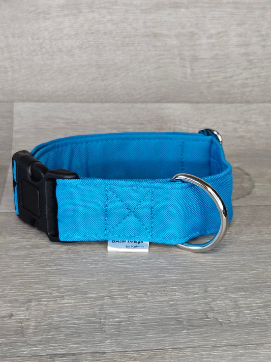 Halsband Abenteuer Halsumfang 32-54 cm, blauer Stoff, verstellbar, waschbar, handgemacht - bacai-design.de