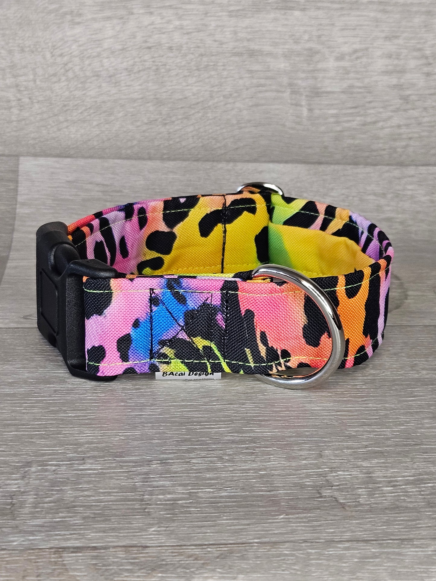 Halsband ColorCamo Halsumfang 31-53 cm, mehrfarbig, verstellbar, handgemacht - bacai-design.de