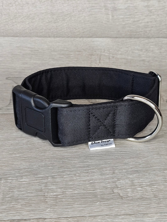 Halsband Black Halsumfang 33-56 cm -schwarzes Halsband, verstellbar, handgemacht- bacai-design.de