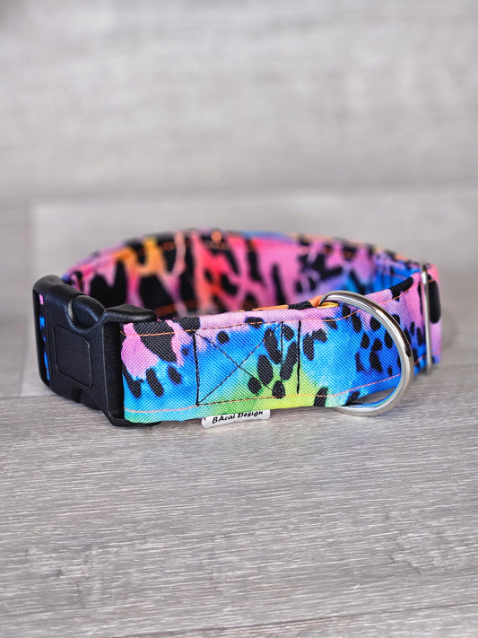 Halsband ColorCamo Halsumfang 35-58 cm, mehrfarbig, verstellbar, handgemacht - bacai-design.de