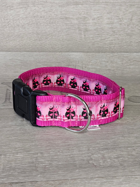 Halsband PiRoLil Halsumfang 39-63 cm, Farbe pink-rosa mit Motiv, verstellbar, waschbar, handgemacht - bacai-design.de